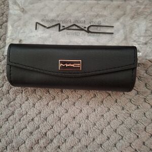 MAC Black Leatherette Cylindrical Brush Case with Logo